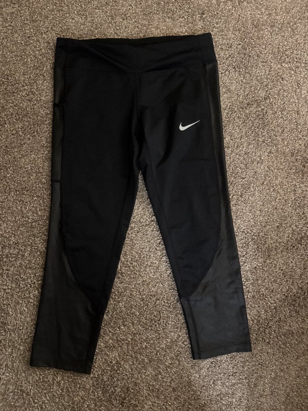 Nike DriFit Black Athletic Leggings with Reflective Swoosh